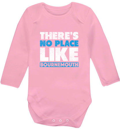 There's no place like Bournemouth baby vest long sleeved pale pink 6-12 months