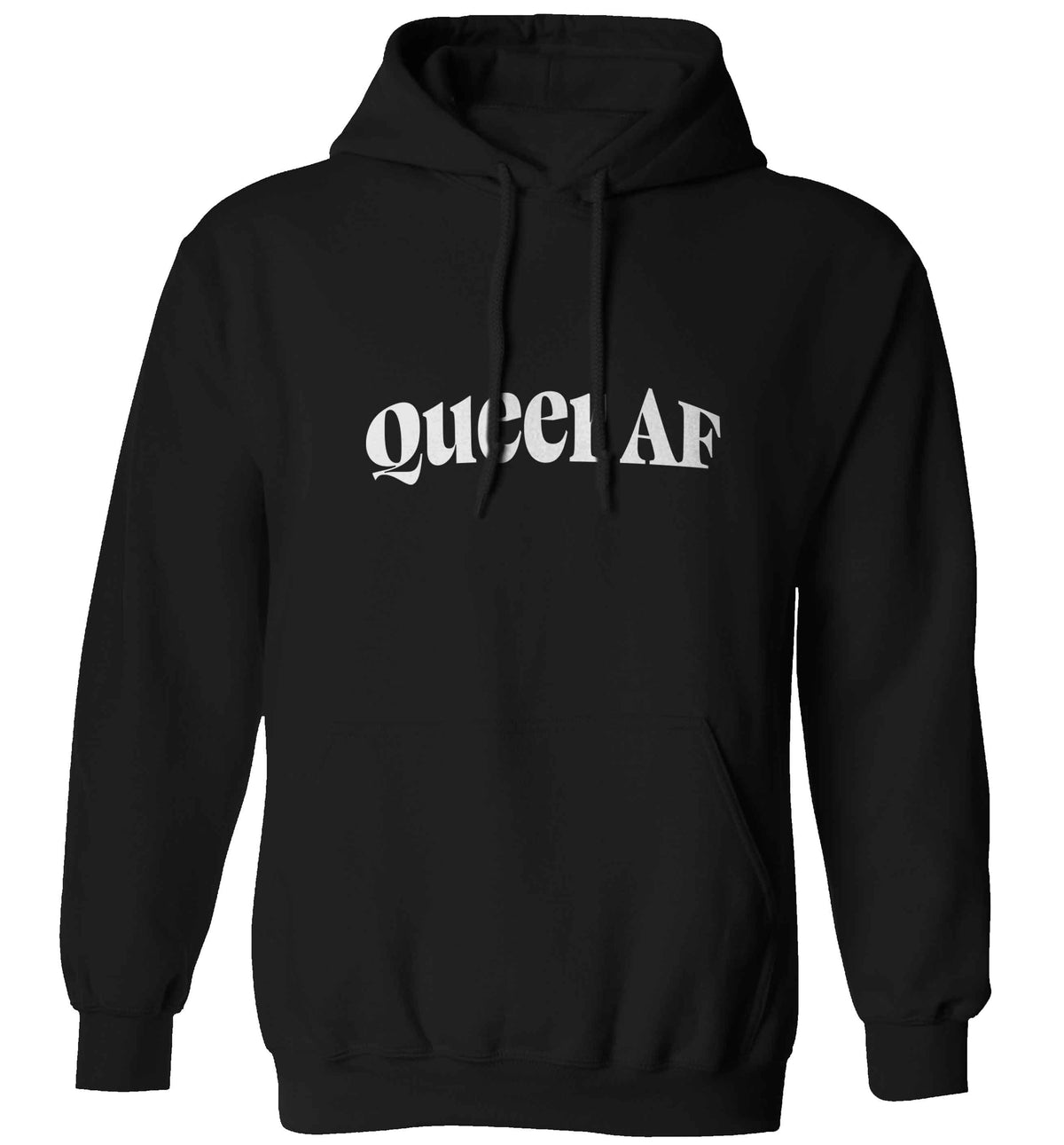 Queer AF adults unisex black hoodie 2XL