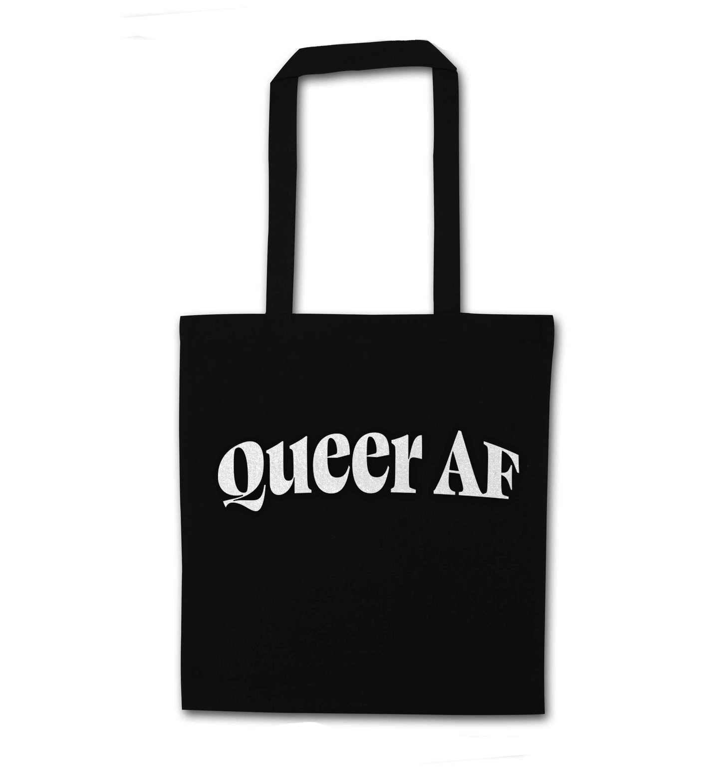 Queer AF black tote bag