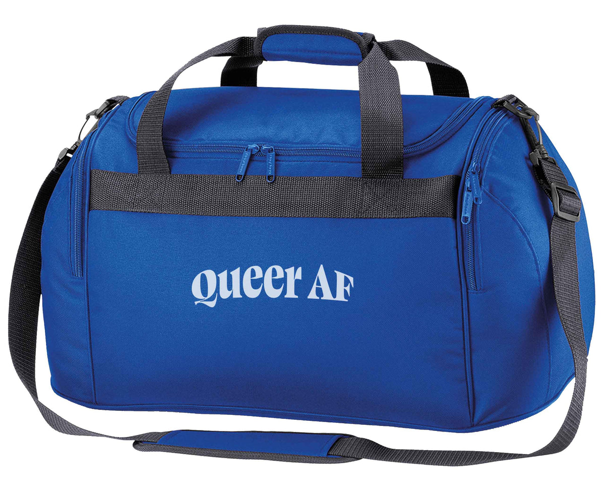 Queer AF royal blue holdall / duffel bag