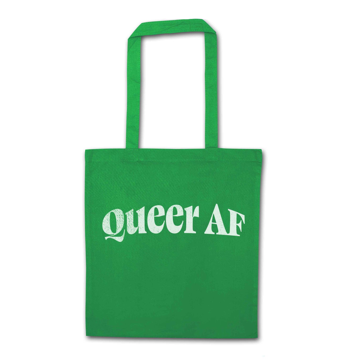 Queer AF green tote bag