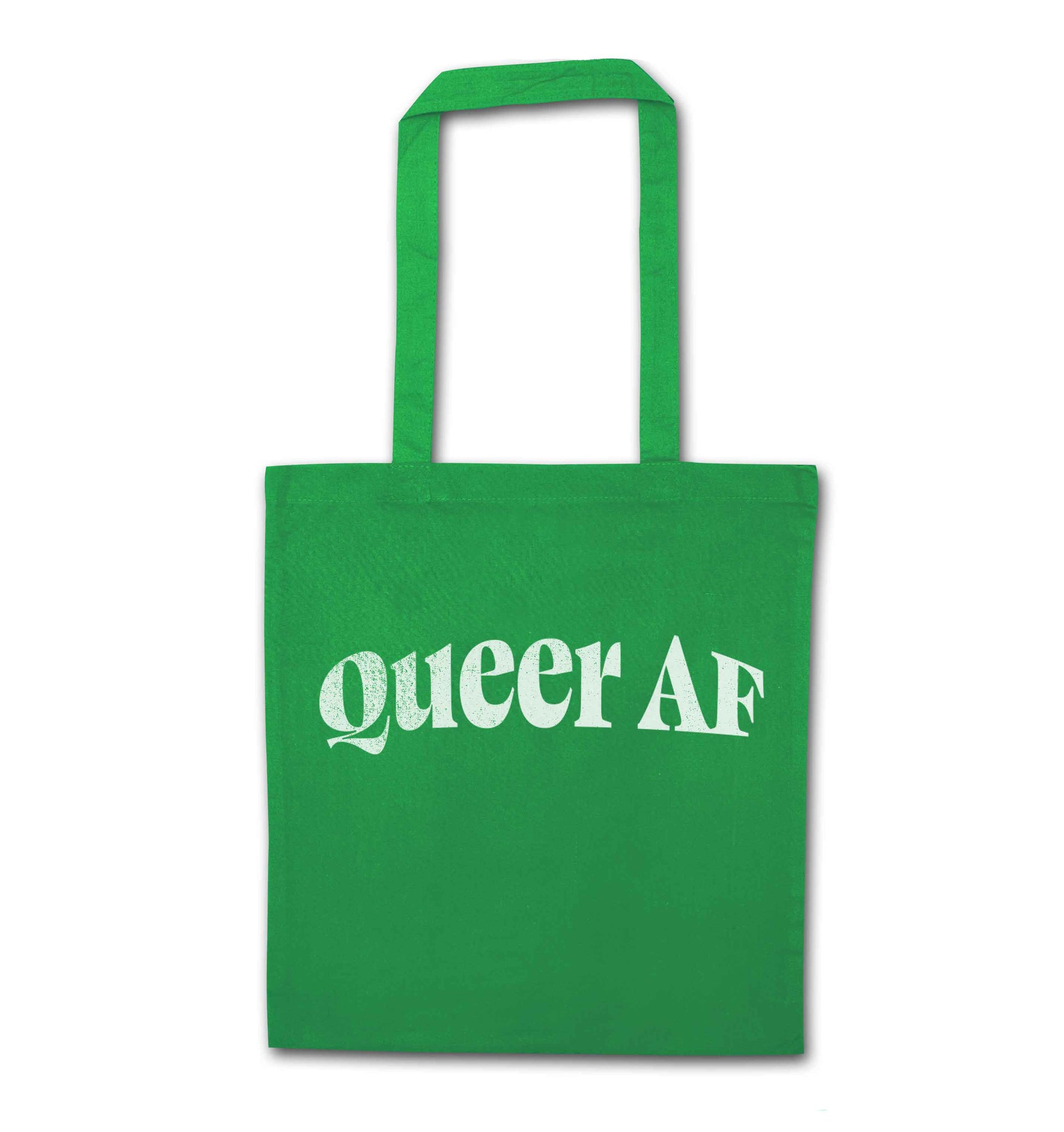 Queer AF green tote bag