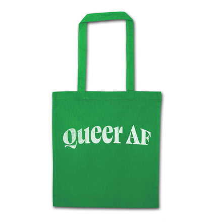 Queer AF green tote bag