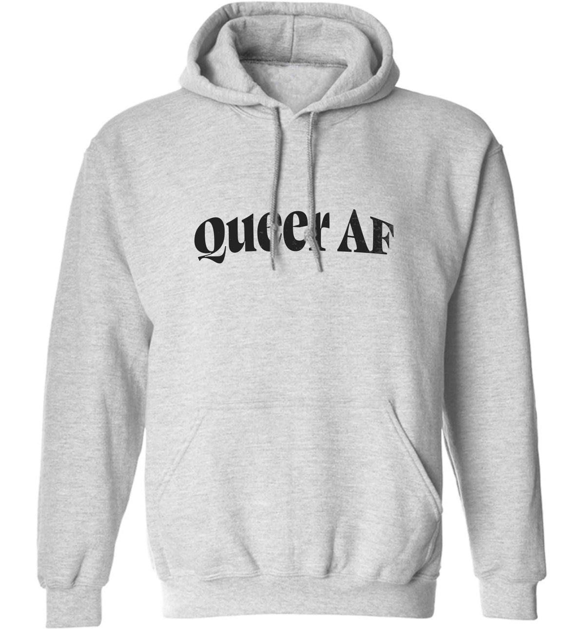 Queer AF adults unisex grey hoodie 2XL