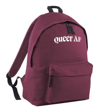 Queer AF maroon adults backpack
