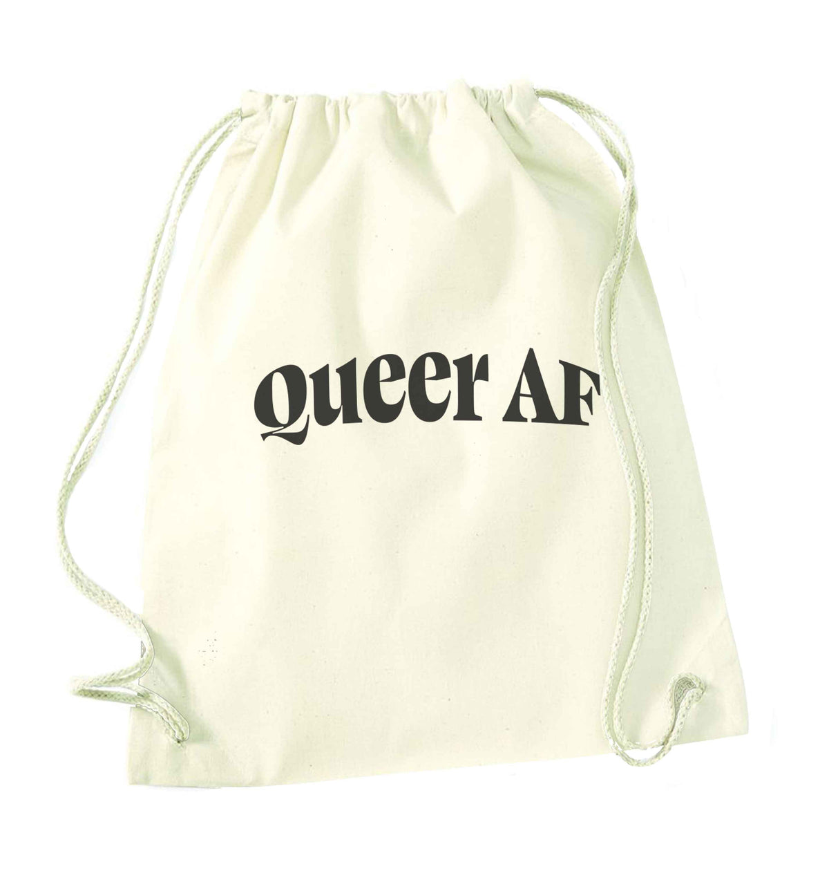 Queer AF natural drawstring bag