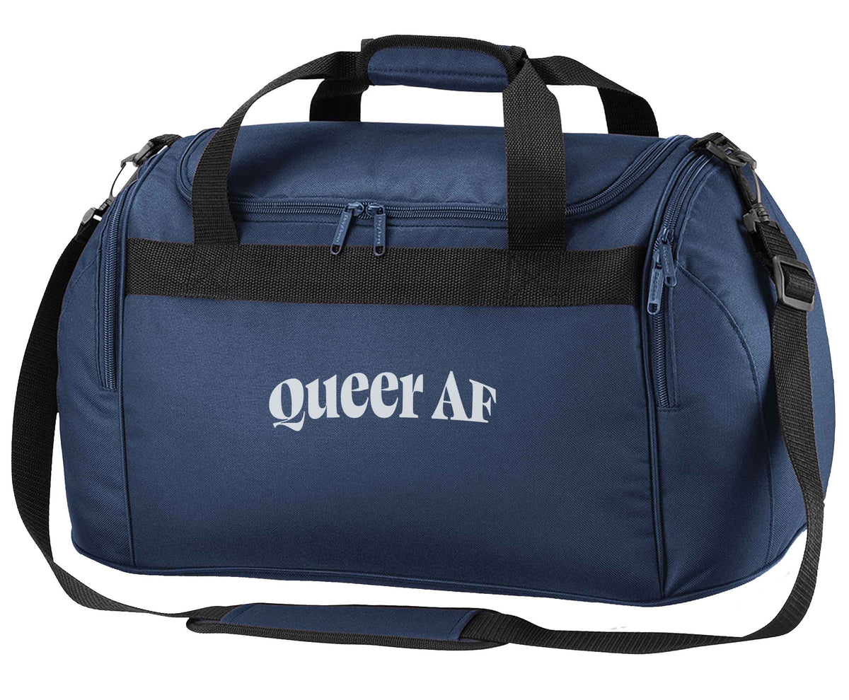 Queer AF navy holdall / duffel bag