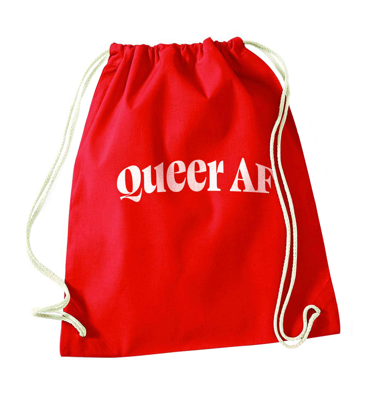 Queer AF red drawstring bag 