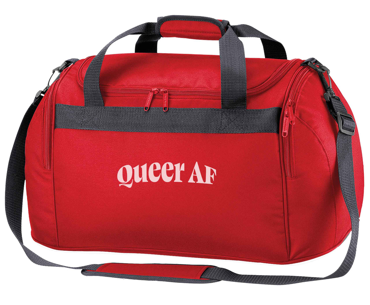 Queer AF red holdall / duffel bag