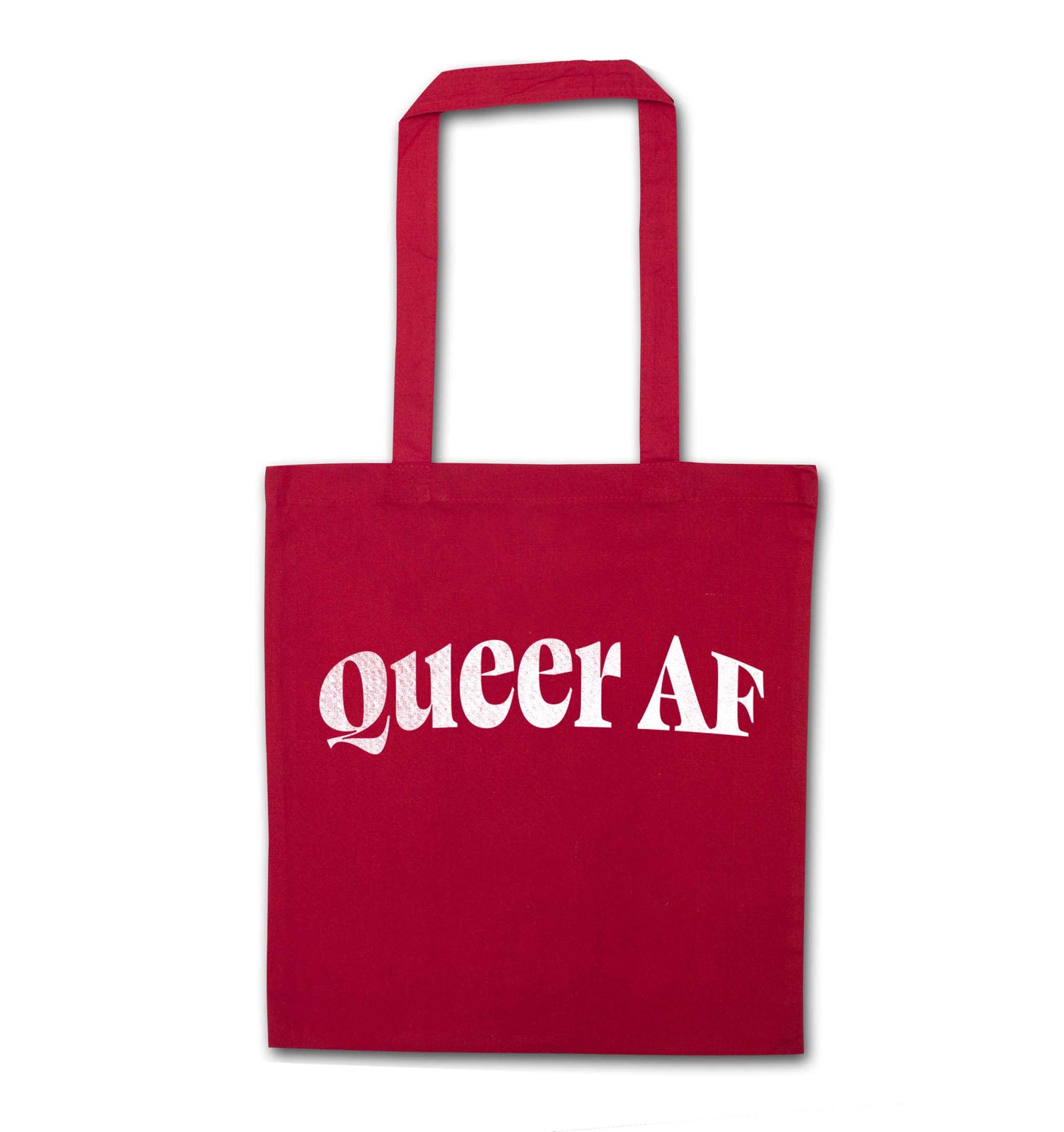 Queer AF red tote bag