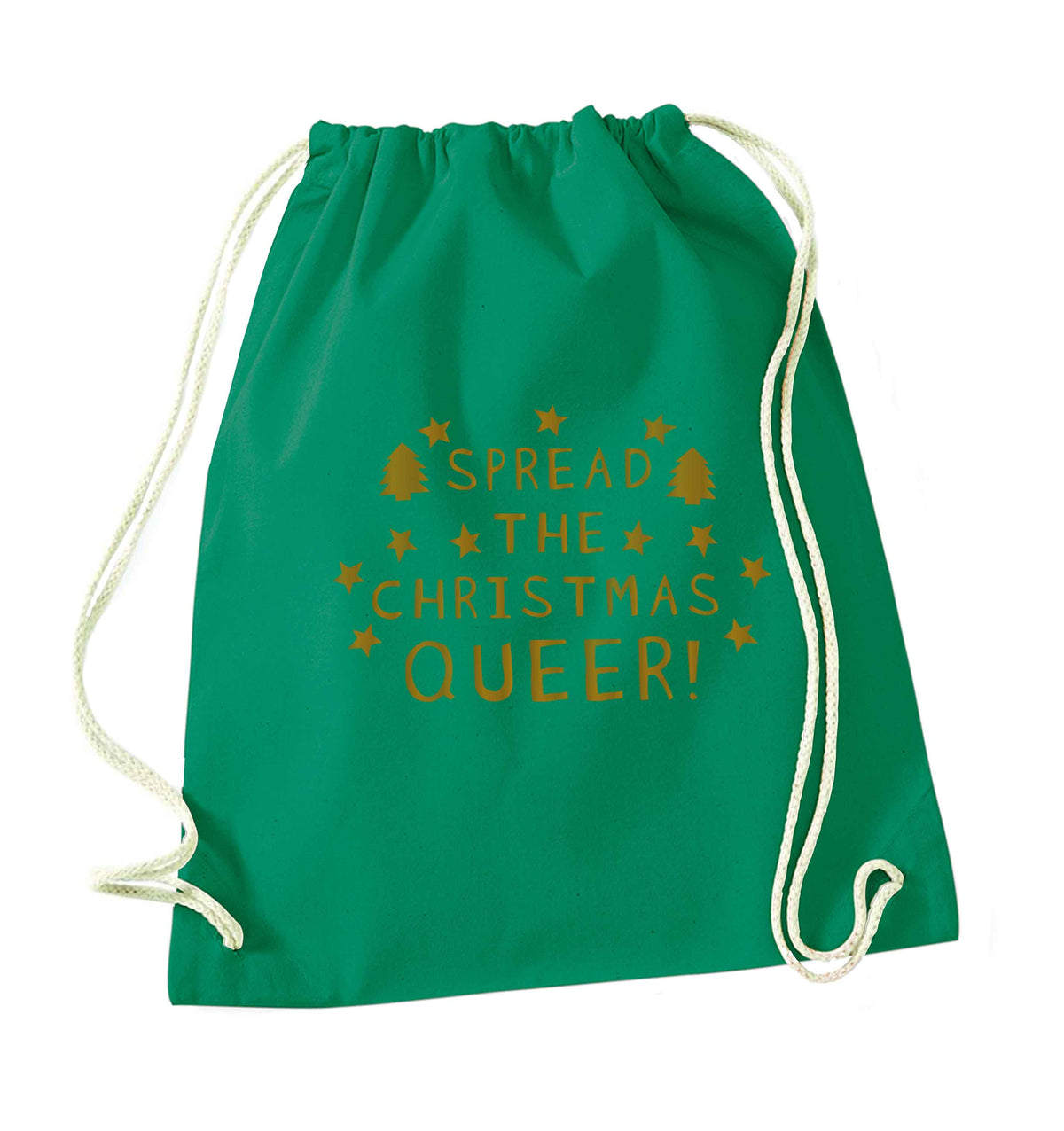 Spread the Christmas queer green drawstring bag