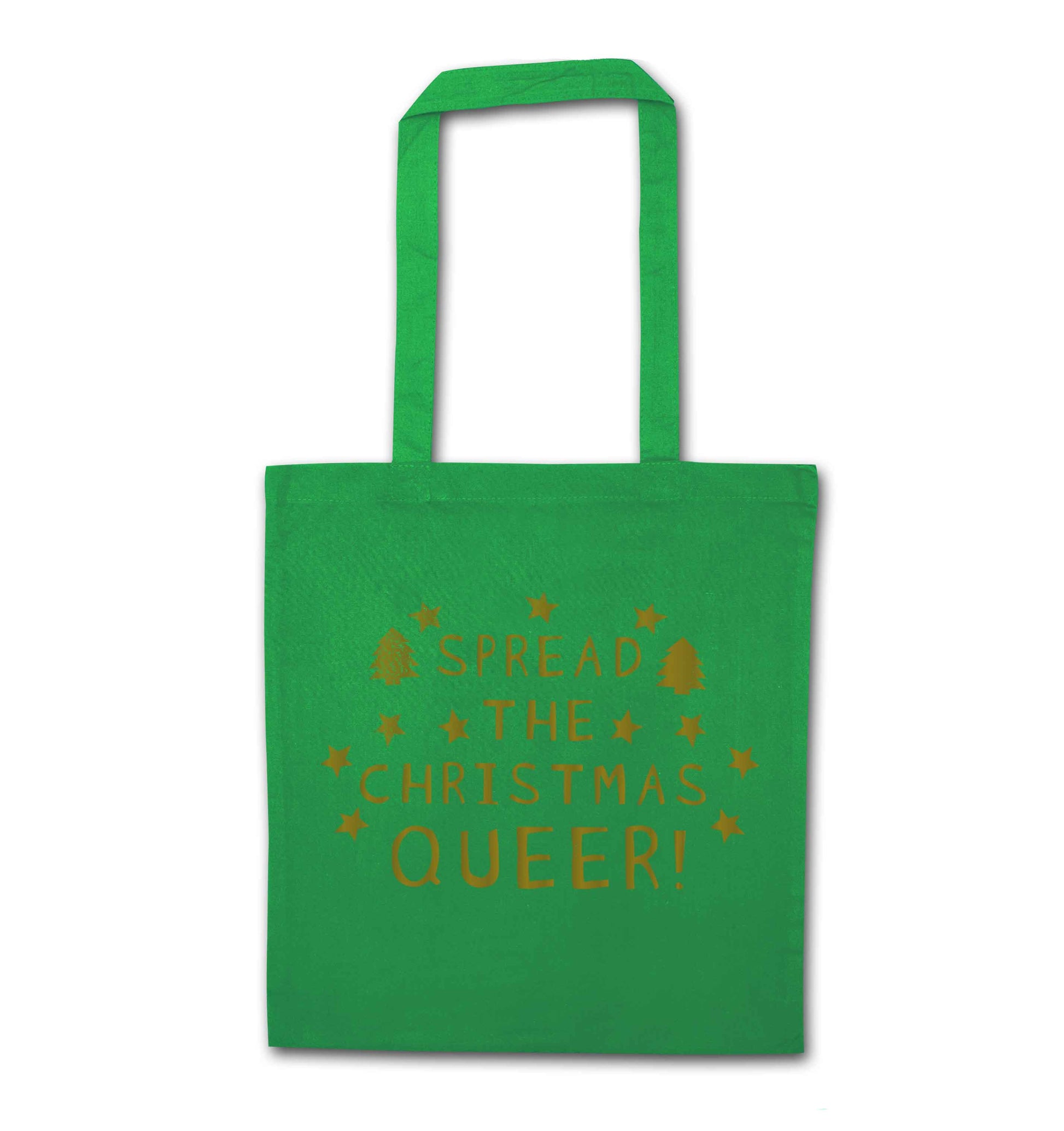 Spread the Christmas queer green tote bag