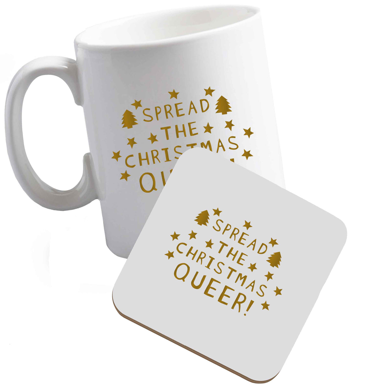 10 oz Tis The Season to Drink Whisky ceramic mug and coaster set right handed