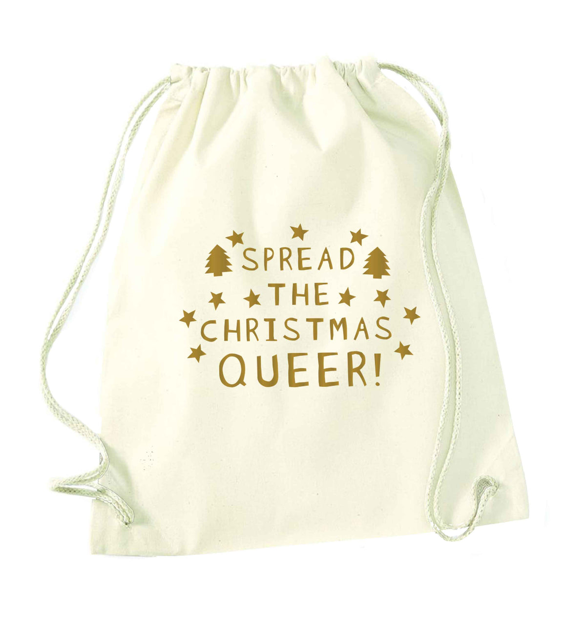 Spread the Christmas queer natural drawstring bag