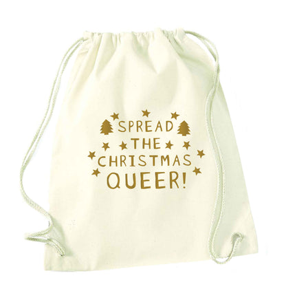 Spread the Christmas queer natural drawstring bag
