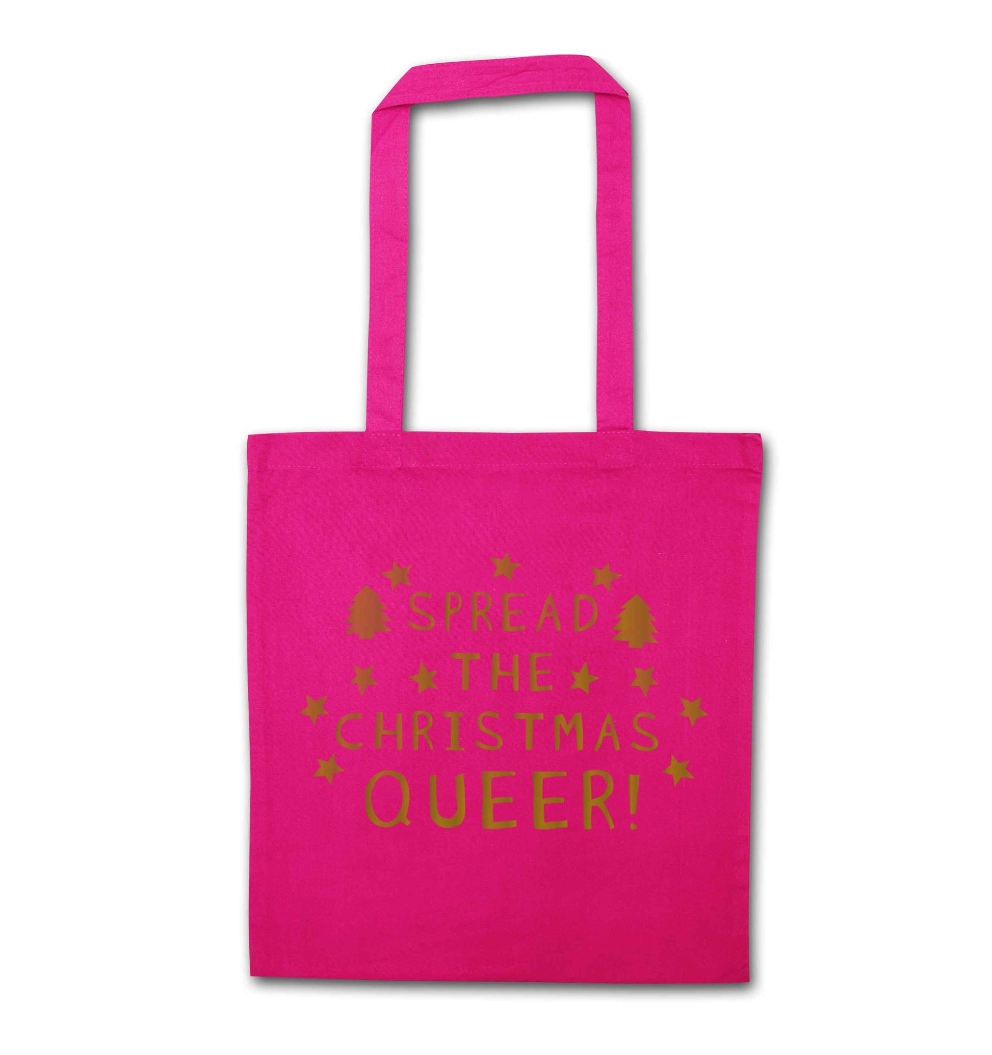 Spread the Christmas queer pink tote bag