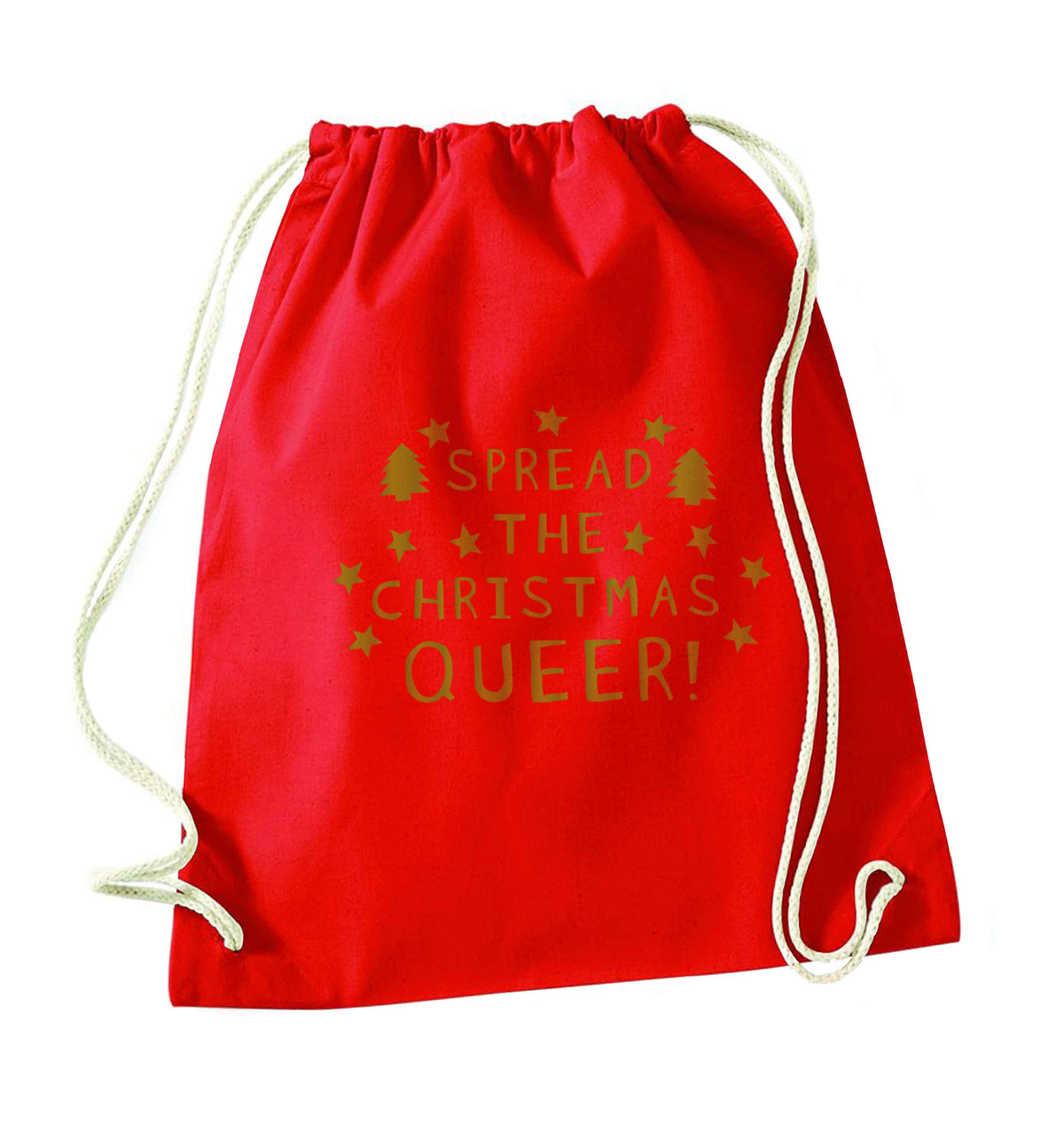 Spread the Christmas queer red drawstring bag 
