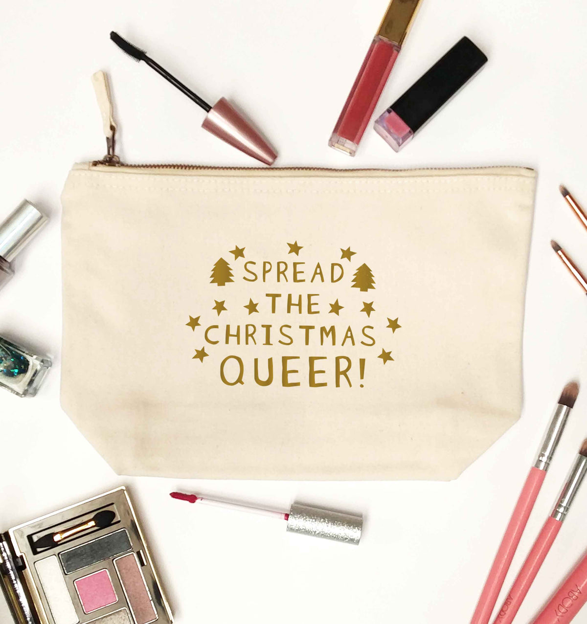 Spread the Christmas queer natural makeup bag