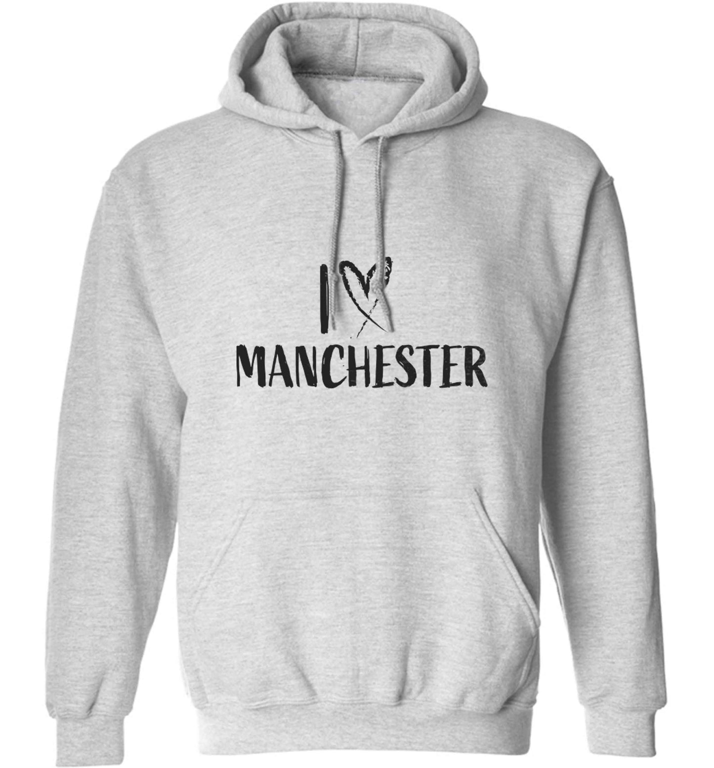 I love Manchester adults unisex grey hoodie 2XL