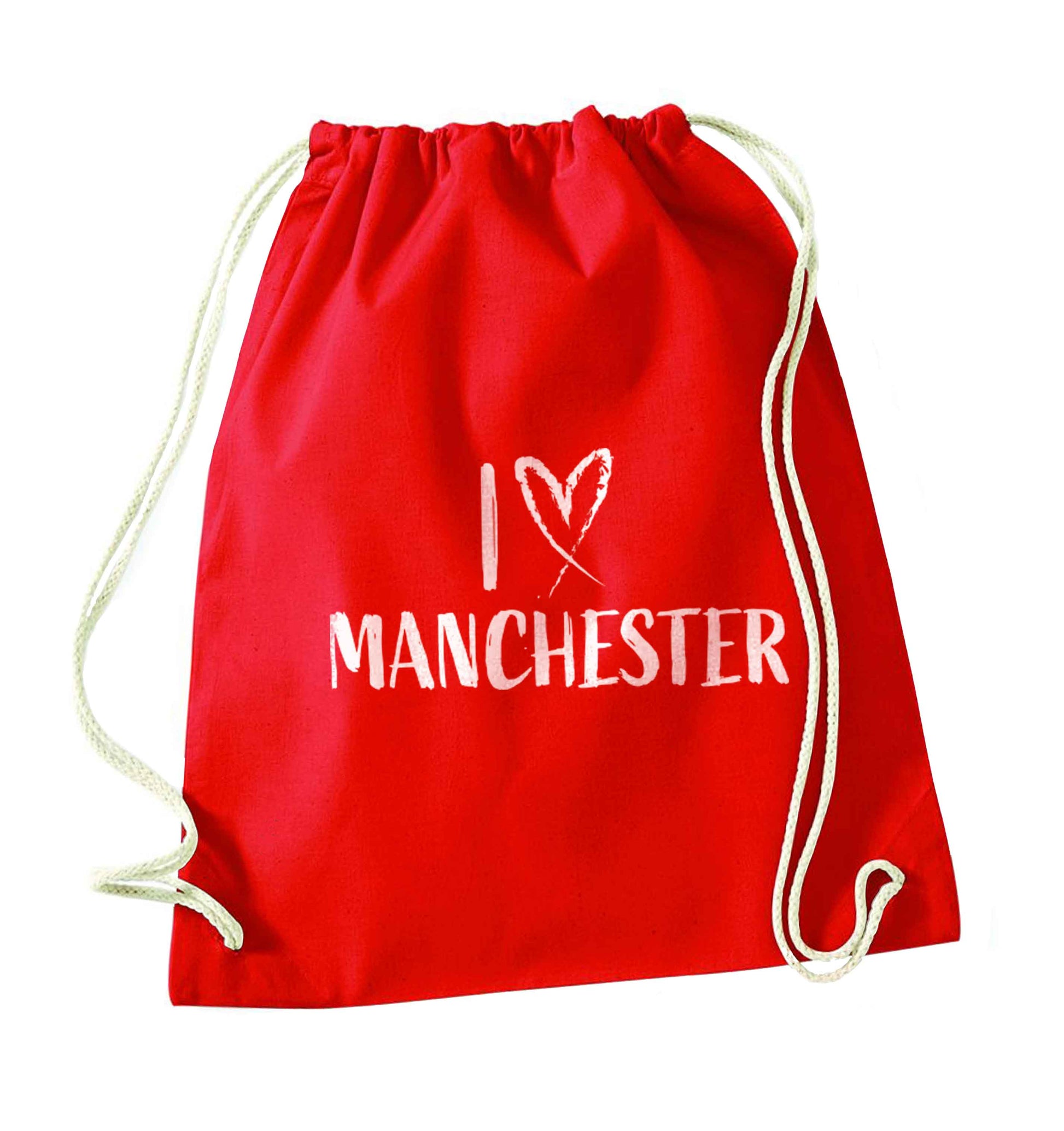 I love Manchester red drawstring bag 