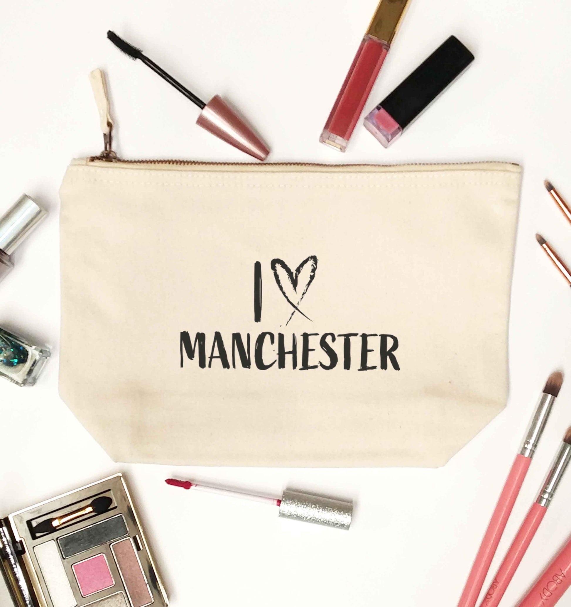 I love Manchester natural makeup bag