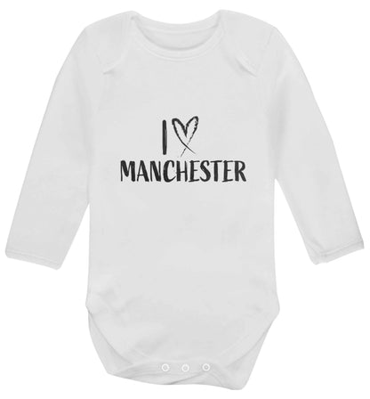 I love Manchester baby vest long sleeved white 6-12 months