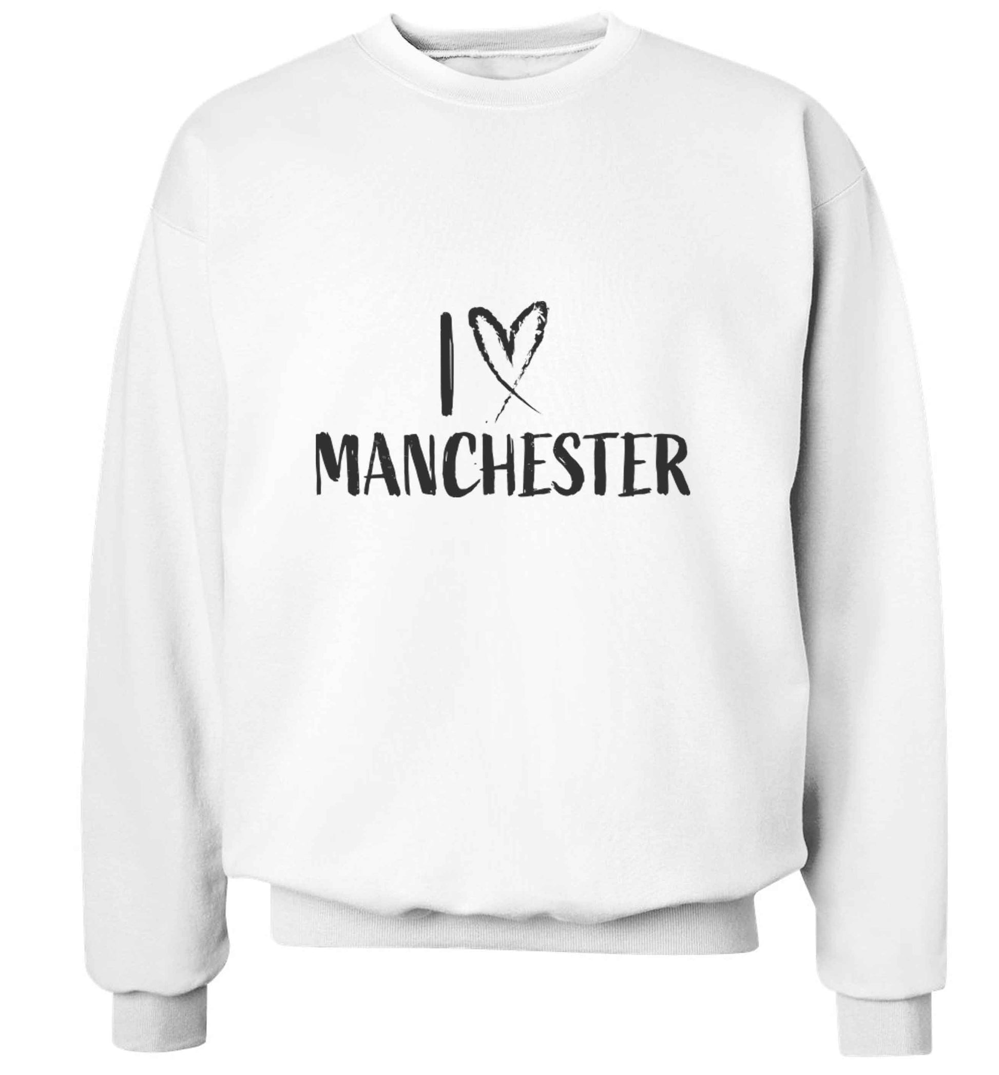 I love Manchester adult's unisex white sweater 2XL