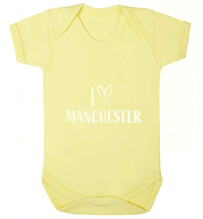 I love Manchester baby vest pale yellow 18-24 months