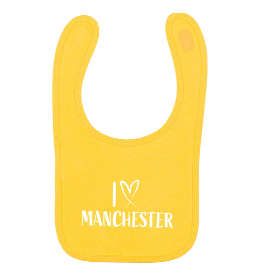 I love Manchester yellow baby bib