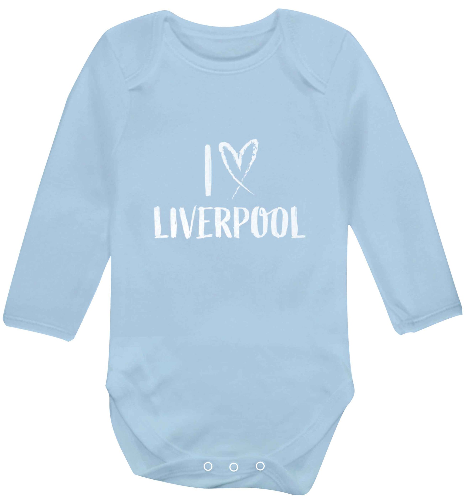 I love Liverpool baby vest long sleeved pale blue 6-12 months