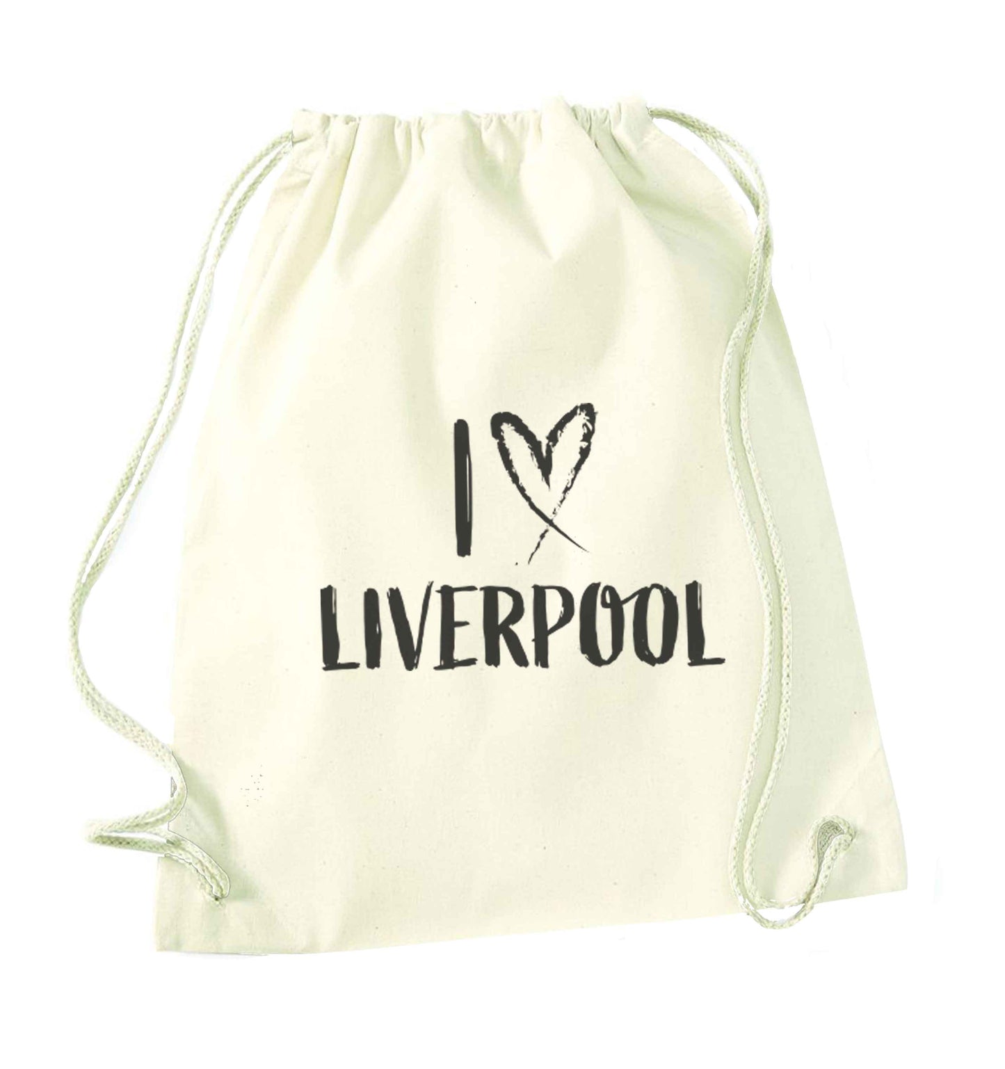 I love Liverpool natural drawstring bag
