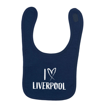 I love Liverpool navy baby bib