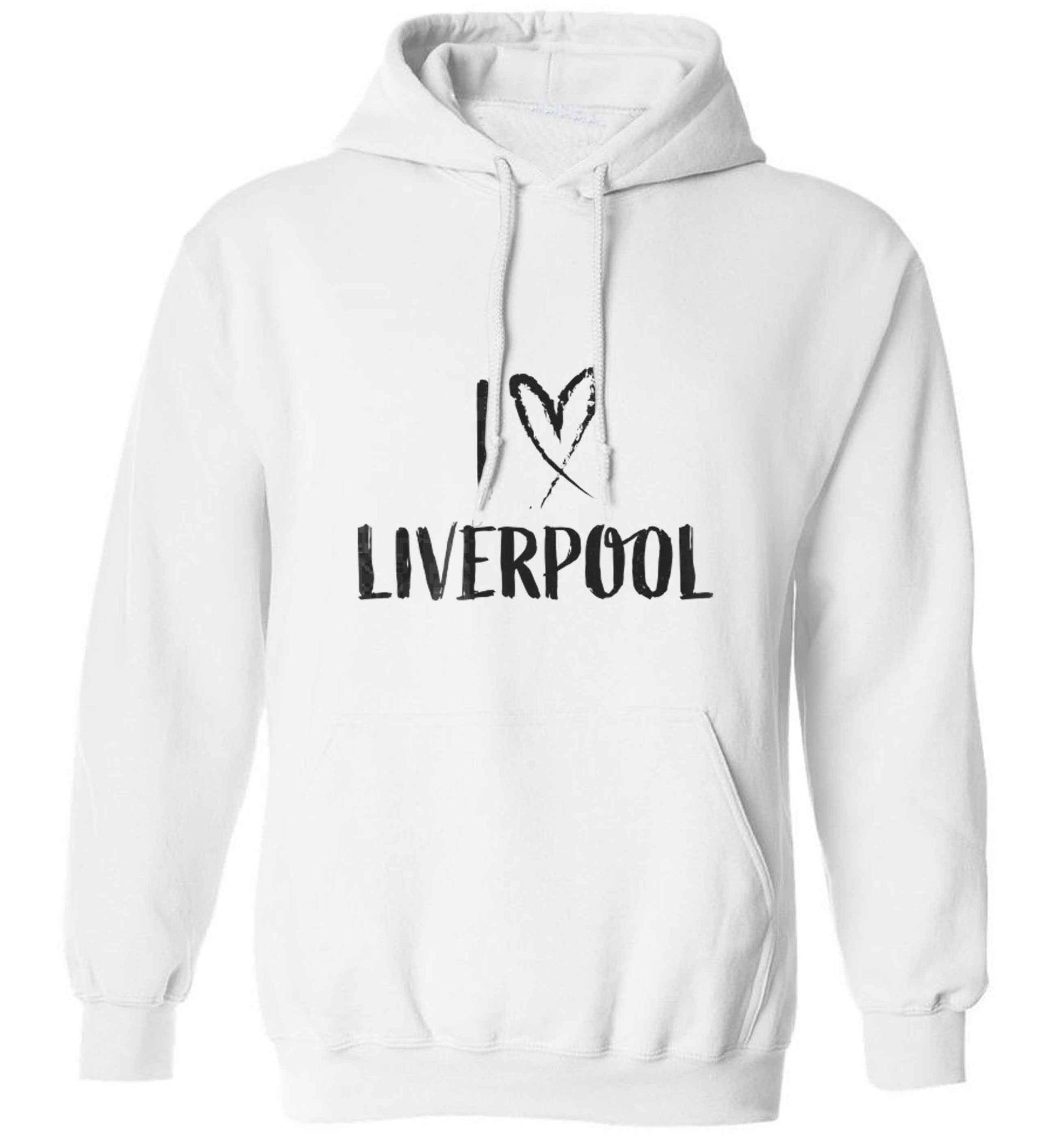 I love Liverpool adults unisex white hoodie 2XL