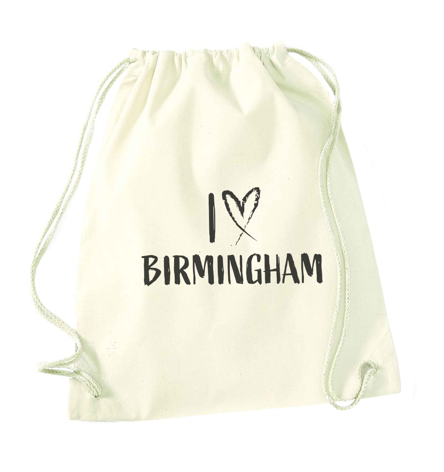 I love Birmingham natural drawstring bag