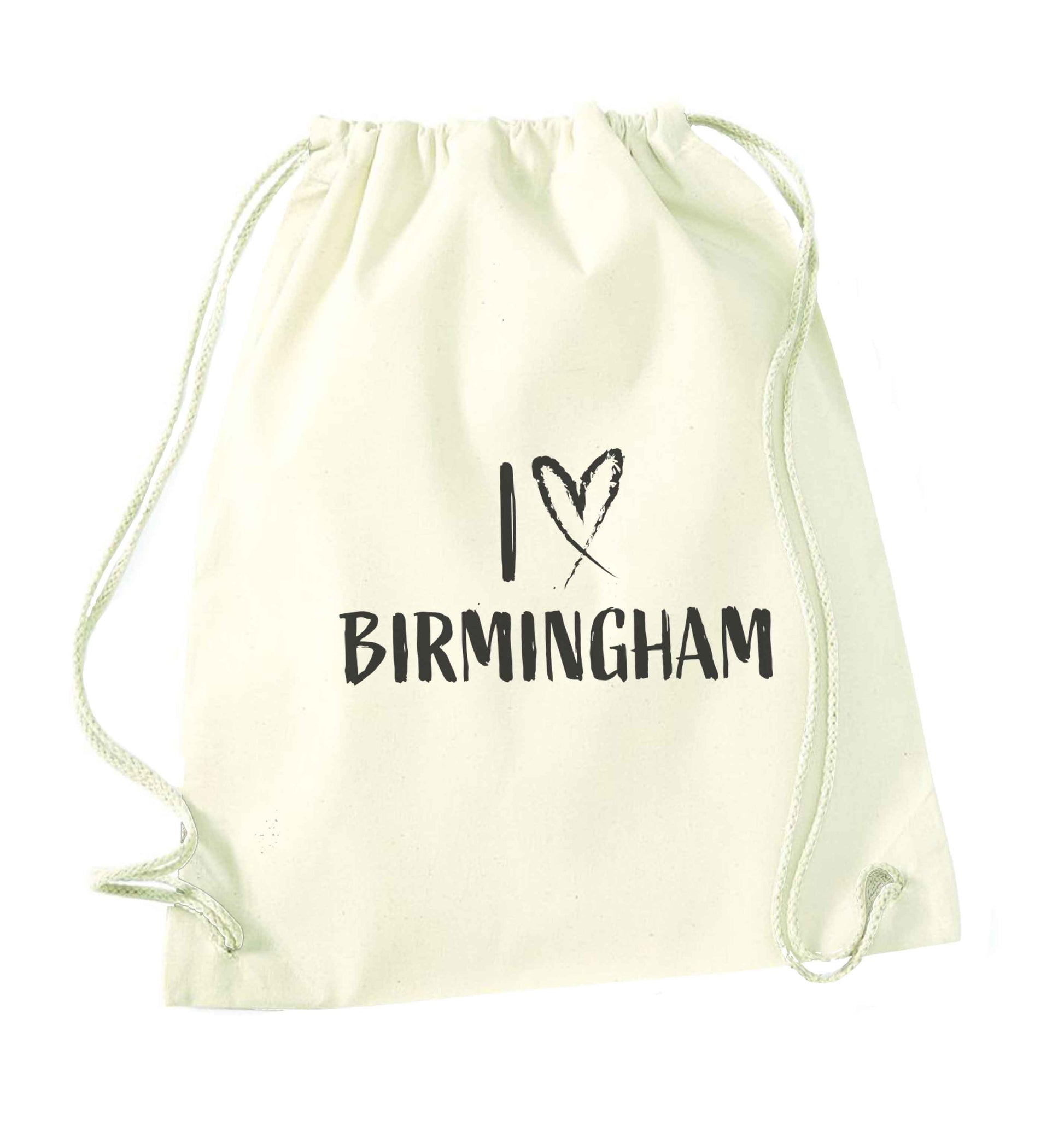 I love Birmingham natural drawstring bag