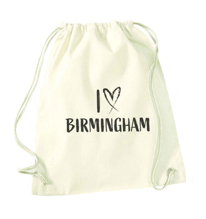 I love Birmingham natural drawstring bag