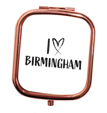 I love Birmingham rose gold square pocket mirror