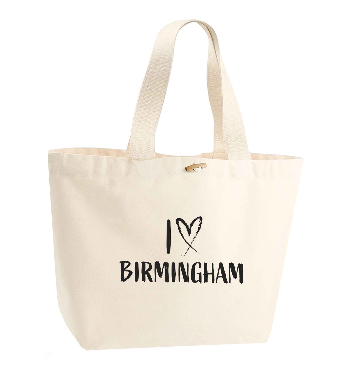 I love Birmingham organic cotton premium tote bag with wooden toggle in natural