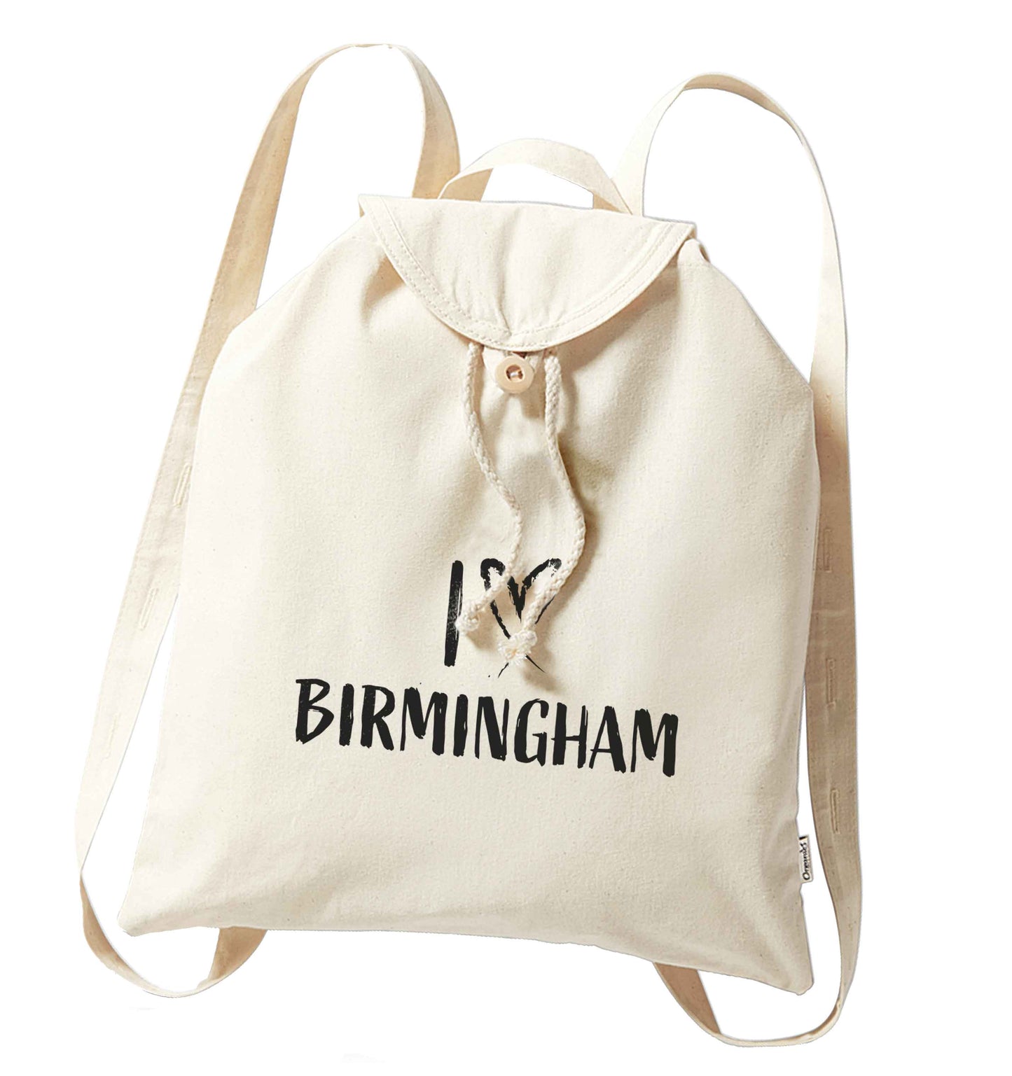 I love Birmingham organic cotton backpack tote with wooden buttons in natural