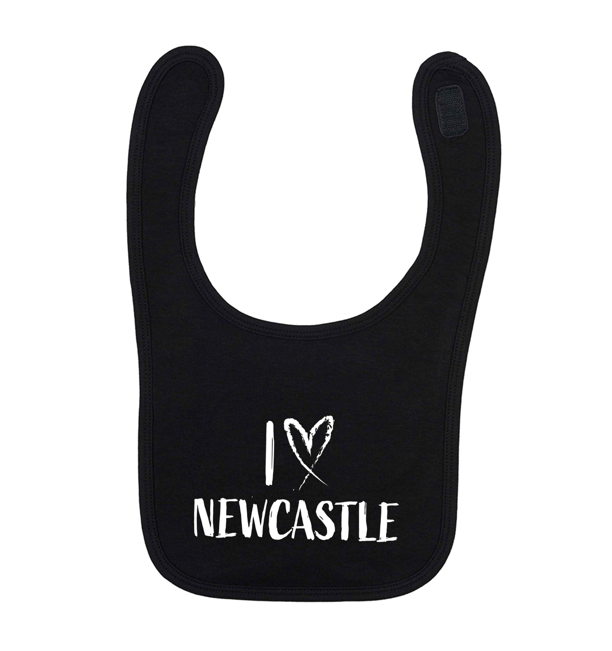 I love Newcastle black baby bib