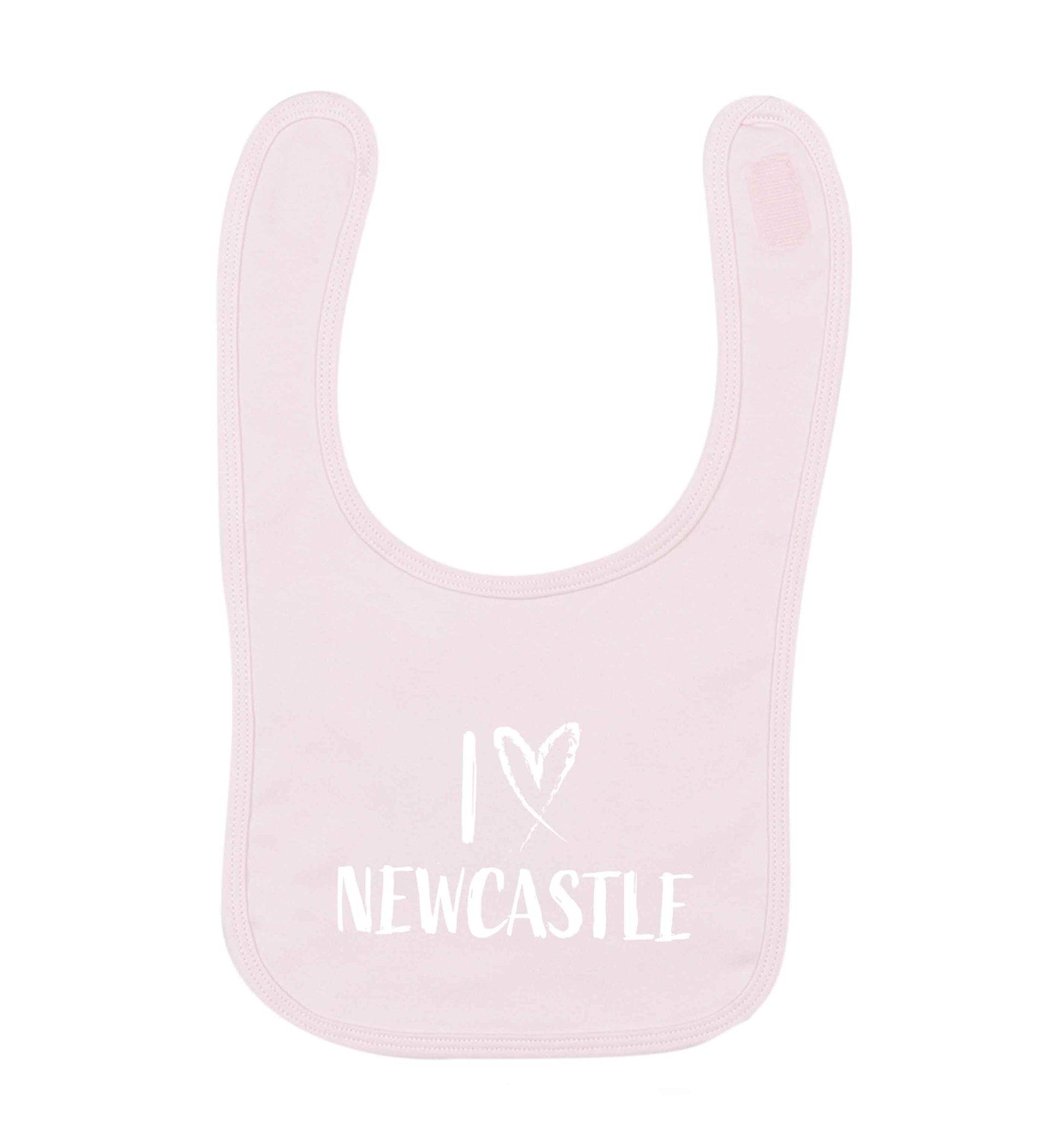 I love Newcastle pale pink baby bib