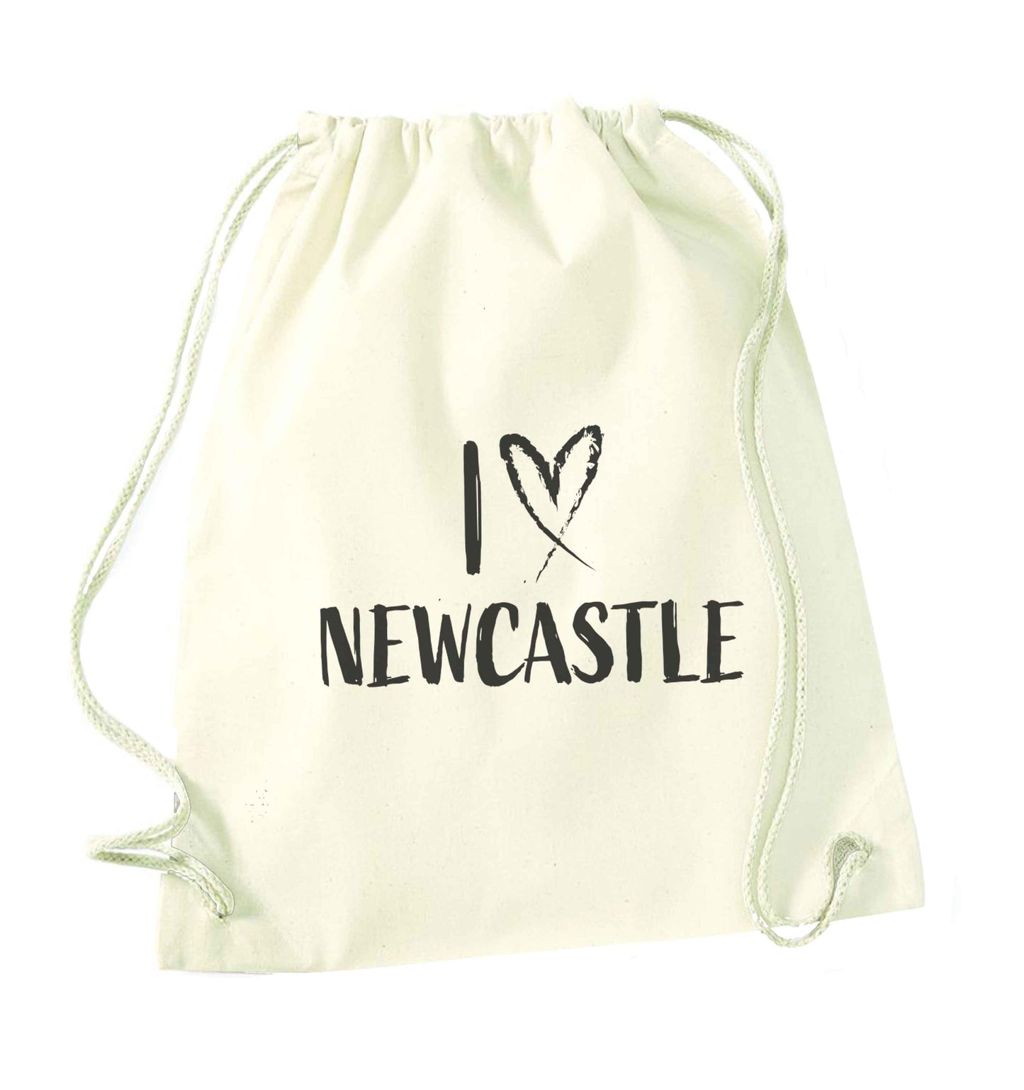 I love Newcastle natural drawstring bag