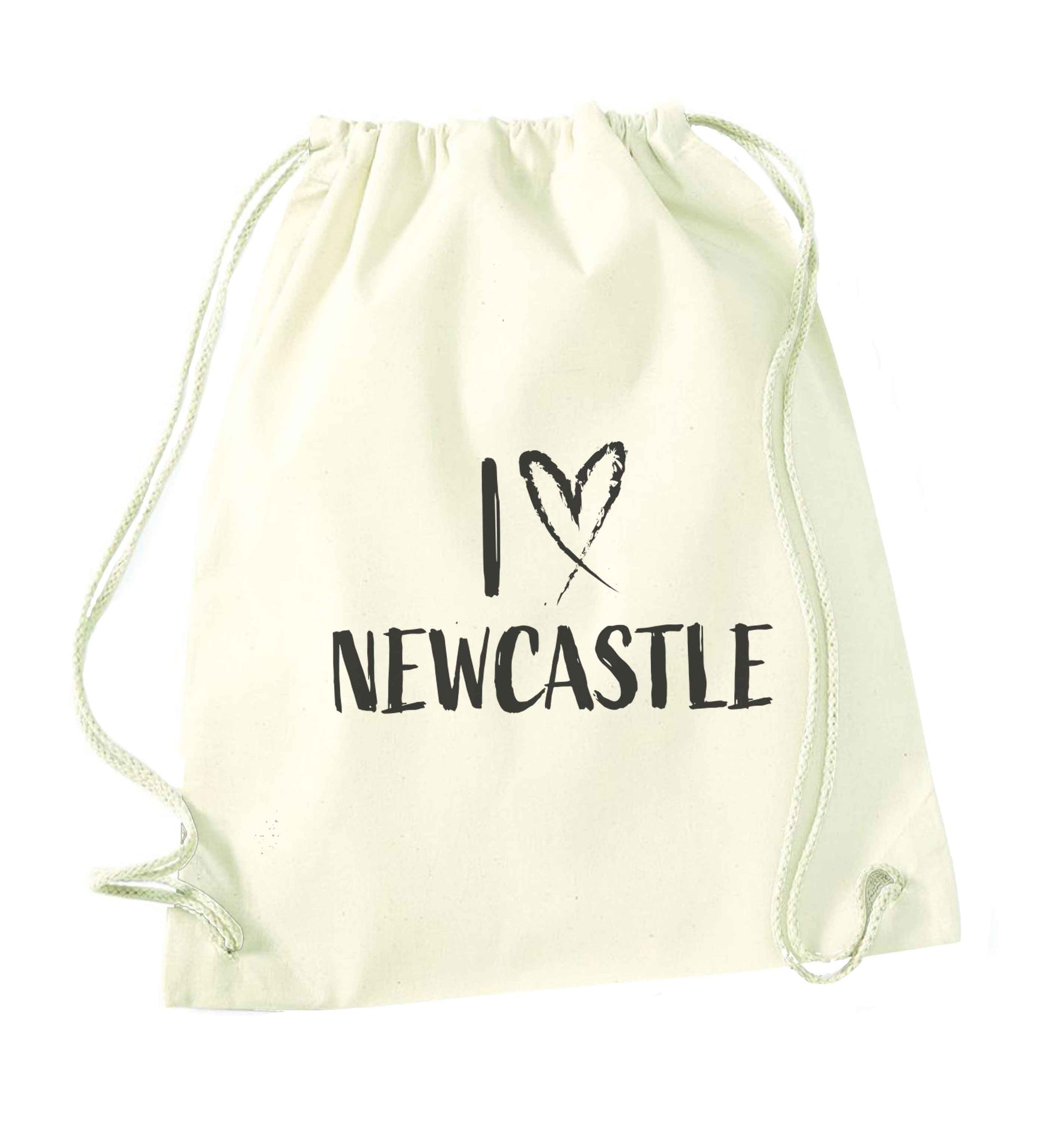 I love Newcastle natural drawstring bag