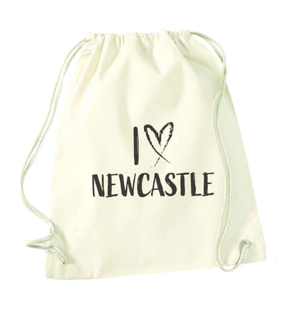 I love Newcastle natural drawstring bag