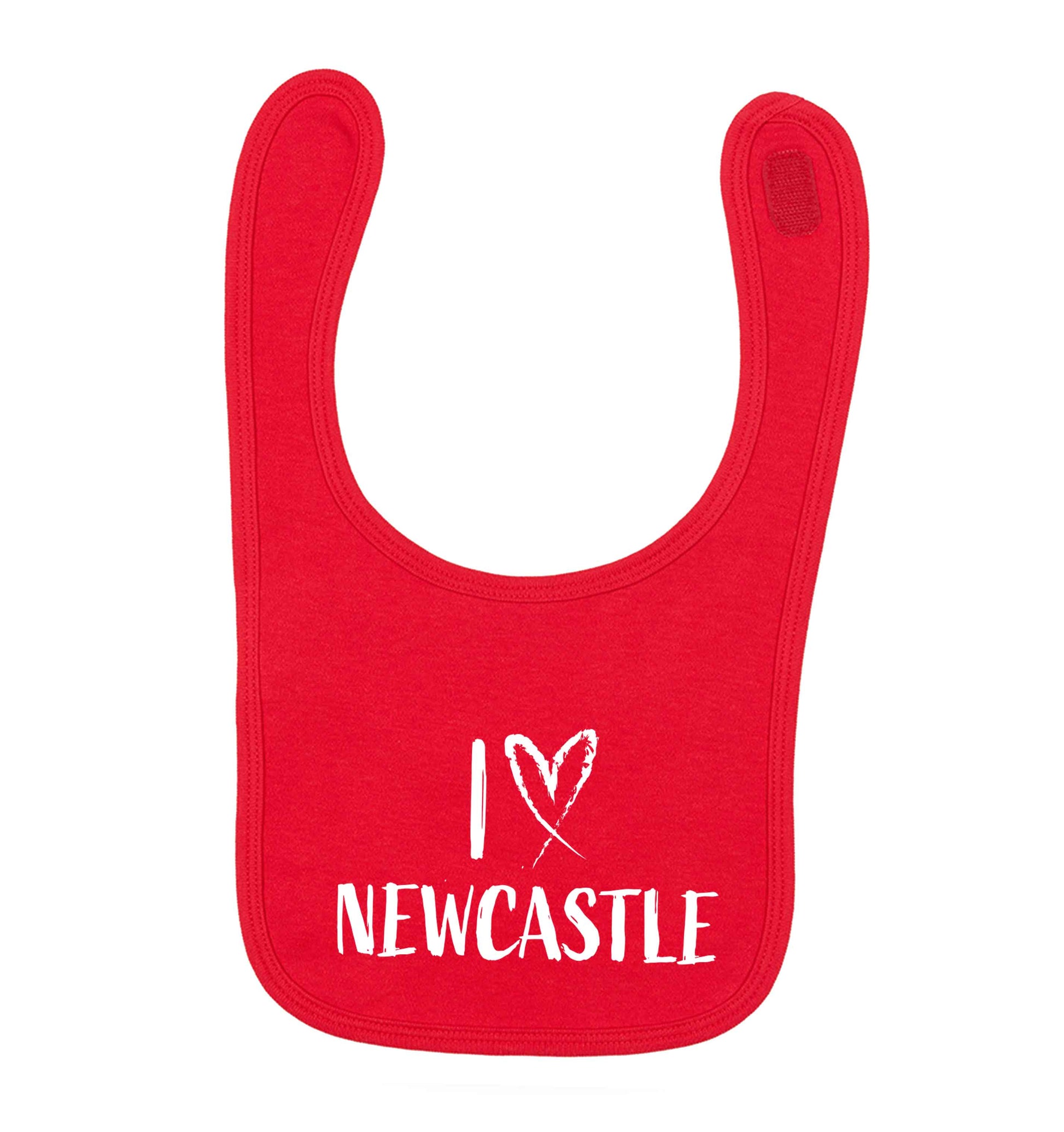 I love Newcastle red baby bib