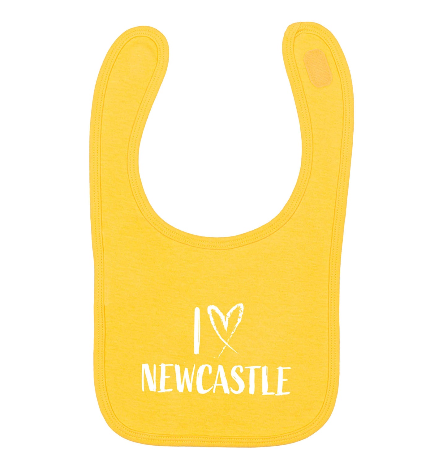 I love Newcastle yellow baby bib