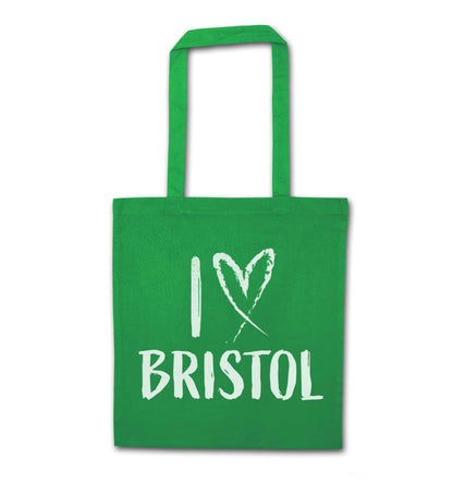 I love Bristol green tote bag