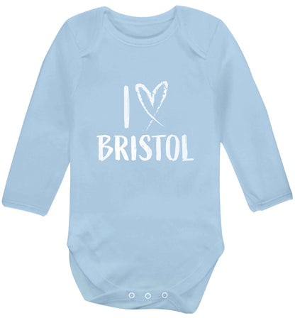 I love Bristol baby vest long sleeved pale blue 6-12 months