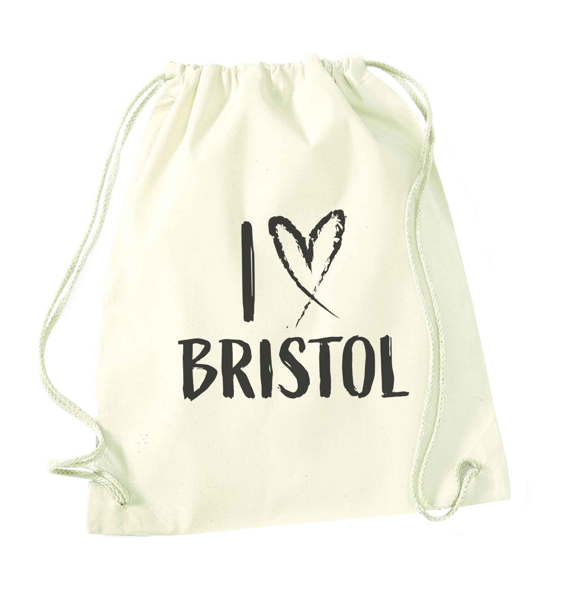 I love Bristol natural drawstring bag