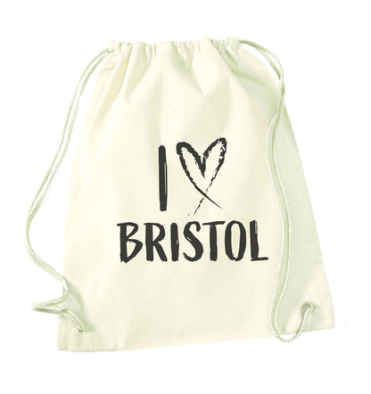 I love Bristol natural drawstring bag